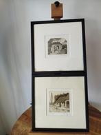 2 mini etsen in kader - oude dorpszichten Pieter Colen 1990, Ophalen of Verzenden