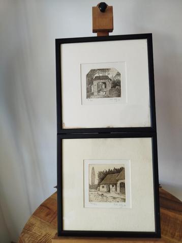 2 mini etsen in kader - oude dorpszichten Pieter Colen 1990  beschikbaar voor biedingen