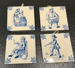 Vintage Mini Delftsblauwe Wandtegeltjes 4 Stuks., Verzenden