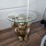 Apen Bijzettafel met Glazen Blad, Huis en Inrichting, Tafels | Bijzettafels, Ophalen, Minder dan 45 cm, Minder dan 55 cm, Rond