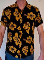 Heren overhemd zwart met bloemen in okergeel mt XL, Zwart, Ophalen of Verzenden, Zo goed als nieuw, Le Marin Fashion
