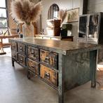 Robuuste weekbank, oude werkbank, keukeneiland, toonbank, Antiek en Kunst, Ophalen