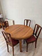 Antieke uitschuifbare eetkamer met 4 of 6 stoelen, Ophalen, Zo goed als nieuw