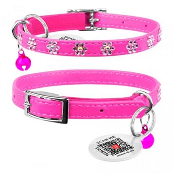 WAUDOG Glamour Flower Kattenhalsband Roze Nek 22-30 cm -35%! beschikbaar voor biedingen