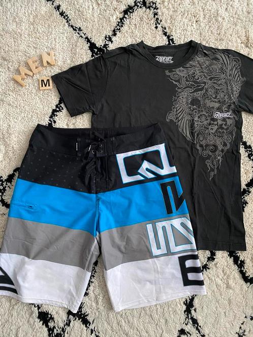 Heren zomer set korte broek/zwembroek en shirt maat M, Kleding | Heren, Broeken en Pantalons, Gedragen, Maat 48/50 (M), Zwart