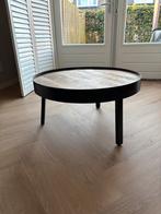 Salontafel Jacco - naturel/zwart - 38xØ74 cm, Huis en Inrichting, Tafels | Salontafels, Ophalen, 100 tot 150 cm, Rond, 50 tot 100 cm