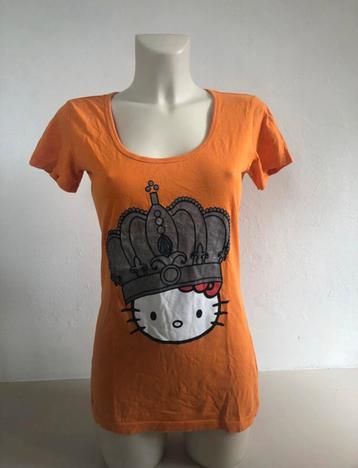 Hello Kitty oranje t-shirt maat M-L