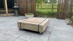 Stoere Houten Lounge Tuin tafel, Tuin en Terras, Tuinsets en Loungesets, Ophalen, Gebruikt, Hout, 2 zitplaatsen