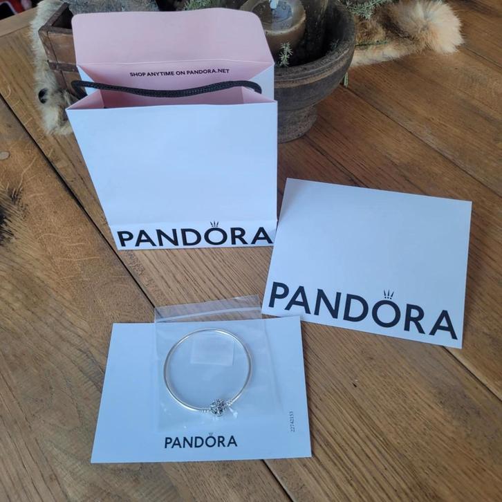 Pandora Moments sparkling snowflake clasp bangle armband, Sieraden, Tassen en Uiterlijk, Armbanden, Nieuw, Zilver, Zilver, Ophalen of Verzenden