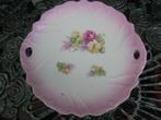Brussels Porseleinen Gebakschaal met roze en gele roos, Ophalen of Verzenden