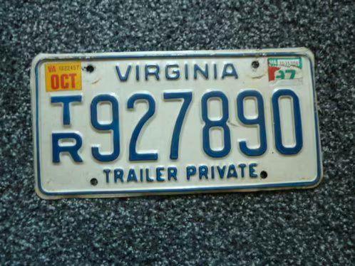 Kentekenplaat licenseplate Virginia Trailer Private USA, Verzamelen, Automerken, Motoren en Formule 1, Gebruikt, Auto's, Verzenden