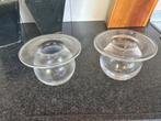 Twee Saturnus Vazen - Glas -, Verzenden, Wit, Minder dan 50 cm, Glas