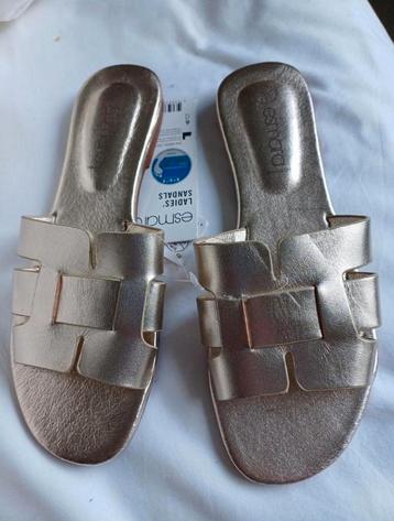 Gouden goudkleurige Slippers + kaartjes - Maat 39 - Nieuw!  beschikbaar voor biedingen