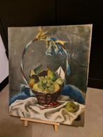Antiek schilderij stilleven Fruit in mand., Antiek en Kunst, Kunst | Schilderijen | Abstract, Ophalen of Verzenden