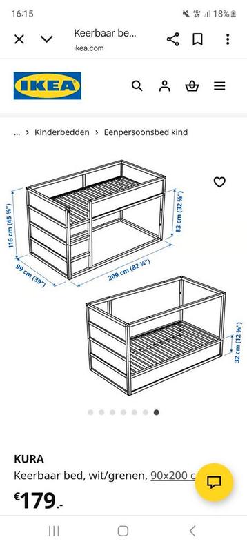 IKEA KURA Omkeerbaar Bed - Gebruikt, Check Onderdelen! beschikbaar voor biedingen