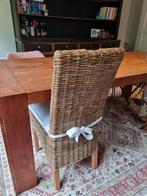 Rotan eetkamerstoel met kussen 6x, Huis en Inrichting, Ophalen, Bruin, Riet of Rotan, Vijf, Zes of meer stoelen