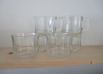 Theeglazen met oor, 6 stuks beschikbaar voor biedingen
