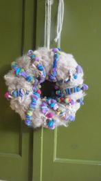 Wol, vrolijke deurkrans, feest, wollen krans, hand gevilt, Verzenden, Nieuw