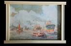 Theo van Lent Schilderij Havenzicht - Voor 1945, Antiek en Kunst, Ophalen of Verzenden