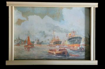 Theo van Lent Schilderij Havenzicht - Voor 1945 beschikbaar voor biedingen