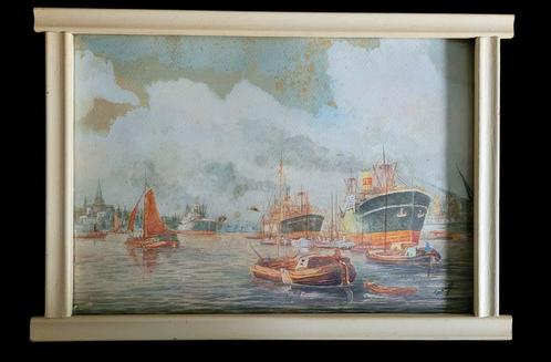 Theo van Lent Schilderij Havenzicht - Voor 1945, Antiek en Kunst, Kunst | Schilderijen | Klassiek, Ophalen of Verzenden