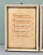 Twee Vintage wandbordjes met spreuk gezegde tekst wc deco, Ophalen of Verzenden, Zo goed als nieuw, H, H