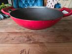 Gietijzeren Wok - Rood, Gebruikt, Gietijzer, Ophalen of Verzenden, Keramische plaat