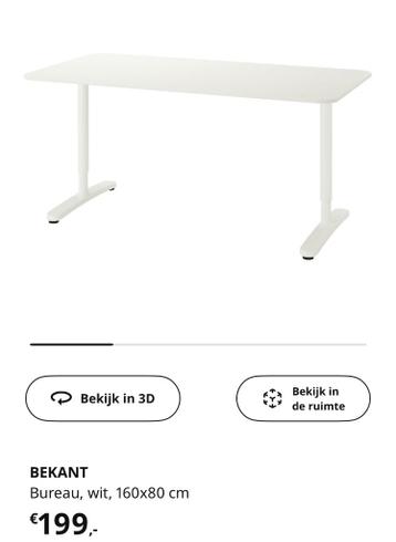 IKEA Bekant bureau zwart 160x80 - afbeelding 2