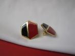 Oorbellen Napier/ rood zwart emaille zes hoekig model, Sieraden, Tassen en Uiterlijk, Oorbellen, Overige materialen, Verzenden