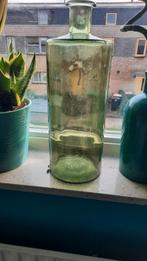 Groene glazen fles/vaas - 43 cm, Huis en Inrichting, Woonaccessoires | Vazen, Ophalen of Verzenden