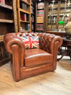 Originele Chesterfield cognac leren club fauteuil 1 x, Huis en Inrichting, Fauteuils, Ophalen, Chesterfield, Chesterfield junkie