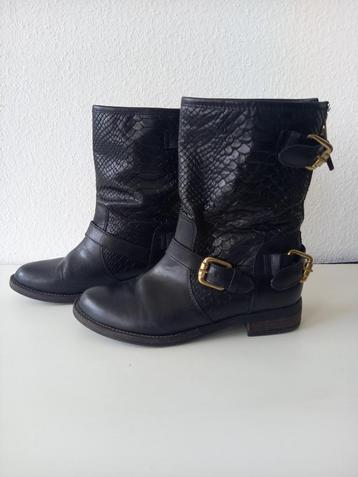 Nubikk – Zwarte leren biker boots, mt.37! beschikbaar voor biedingen