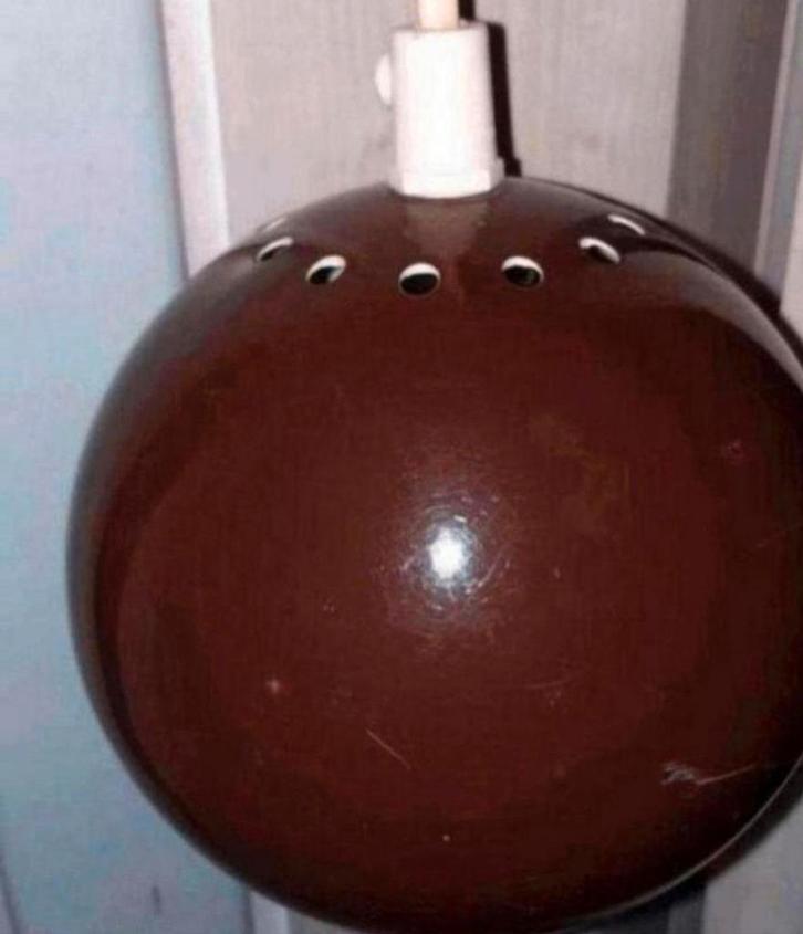 Bruine vintage Eyeball hanglamp. E.S. Horn Belysning. DK., Huis en Inrichting, Lampen | Hanglampen, Minder dan 50 cm, Ophalen of Verzenden