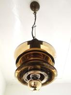Vintage hanglamp - Jaren 60 - Duitsland - glas - messing, Minder dan 50 cm, Gebruikt, Jaren 60, Ophalen of Verzenden
