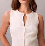 Nieuw - Calvin Klein Smooth Cotton Rib Sweater Tank (S), Beige, Nieuw, Ophalen of Verzenden, Maat 36 (S)