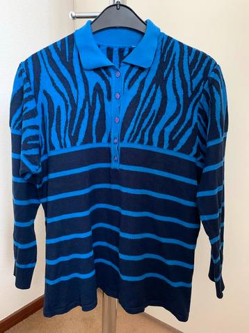 Blauwe trui met zebraprint - Maat 42 beschikbaar voor biedingen