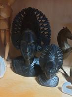 Zwart hout Indonesië balinees houtsnijkunst Djanger bustes, Ophalen of Verzenden