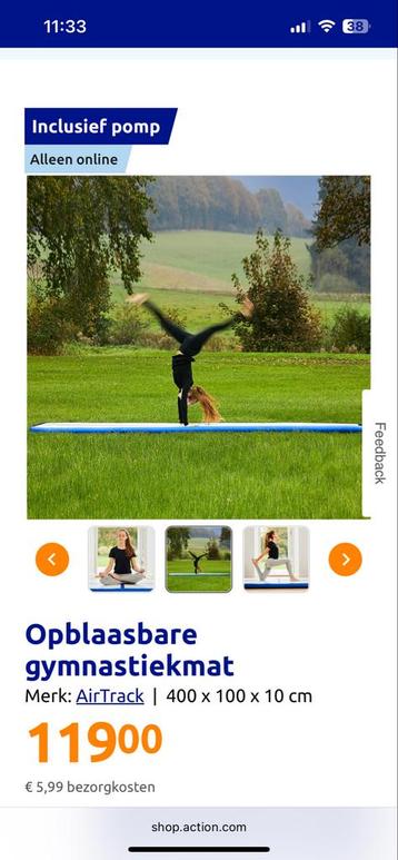 Airtrack Fitnessmat 400x100x10cm beschikbaar voor biedingen