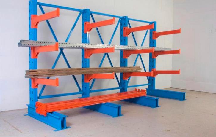 Set van 4mtr. Draagarmstelling enkelzijdig 2,2m hoog NIEUW!!, Zakelijke goederen, Kantoor en Winkelinrichting | Magazijn, Stelling en Opslag
