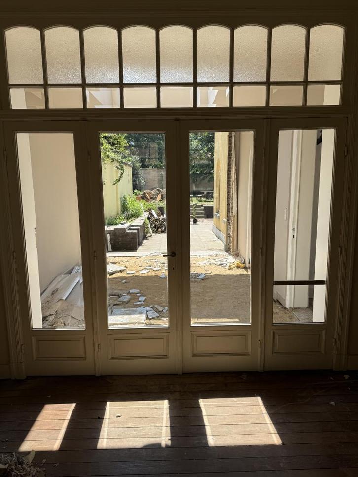 Unieke antieke set ensuitedeuren met bovenlicht uit 1920, Doe-het-zelf en Verbouw, Deuren en Horren, Zo goed als nieuw, Binnendeur