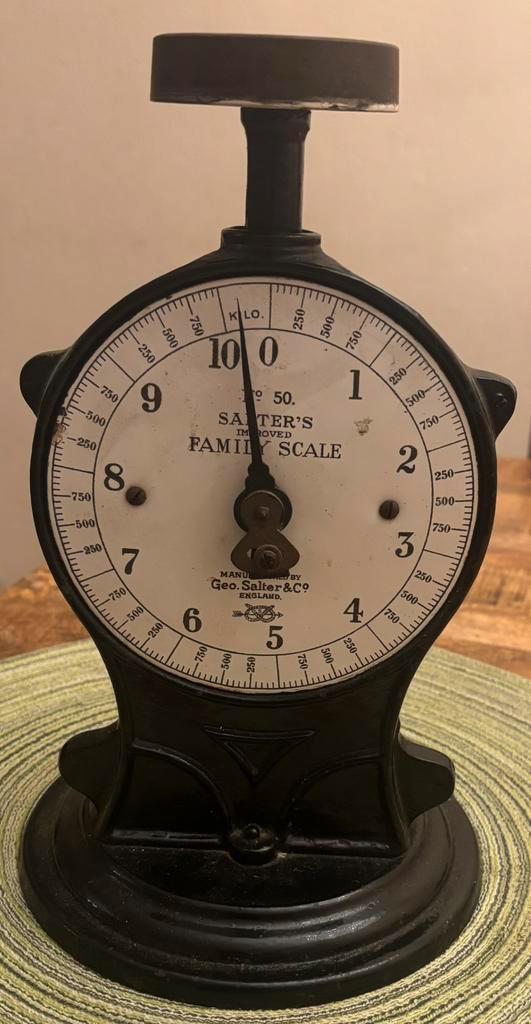 Antieke Salter weegschaal-Engels ca.1920 zeldzaam decorstuk, Antiek en Kunst, Antiek | Keukenbenodigdheden, Ophalen of Verzenden