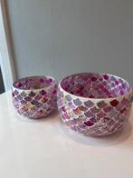 Set van 2 sfeervolle kaarsenhouders/windlichten, Ophalen, Schaal, Rond, Glas