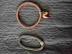 Armbanden set - goudkleurig hart & zilver strass, Met bedels of kralen, Ophalen of Verzenden, Zo goed als nieuw, Elastiek