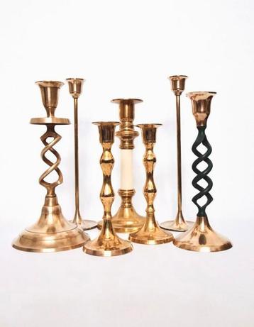 Vintage 70s messing kandelaar kandelaars vaas design goud kl beschikbaar voor biedingen