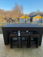Hoge tuintafel met barkrukken, Ophalen, Kunststof, Gebruikt, Eettafel