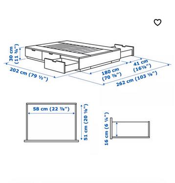 IKEA Tweepersoonsbed - Zwart - met opberglades - afbeelding 2