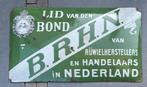 Emaille reclamebord BRHN bond rijwiel fietsen handelaar bord, Reclamebord, Ophalen of Verzenden