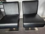 2 Mooie leren stoelen, Huis en Inrichting, Stoelen, Ophalen, Gebruikt, Twee, Zwart