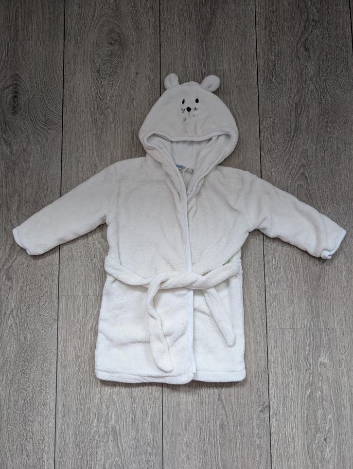 Witte badjas met beren capuchon - Frendz maat 86, Kinderen en Baby's, Babykleding | Maat 86, Gebruikt, Jongetje of Meisje, Nacht- of Onderkleding