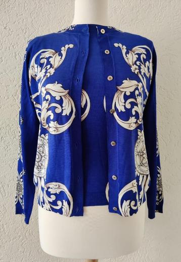 Versace Collection twinset: top+vestje kobaltblauw print beschikbaar voor biedingen